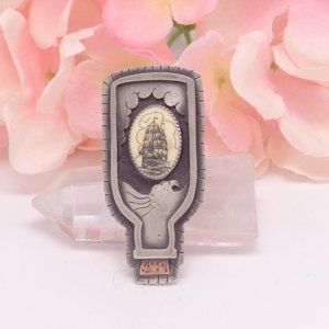 Ship in a Bottle  Scrimshaw Necklace